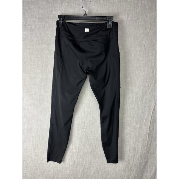 Vuori Leggings Womens M Black Waistband Pocket Crop Workout Athletic - Picture 1 of 7